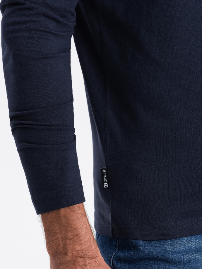BASIC men's longsleeve with round neckline - navy blue V2 OM-LSBL-0106