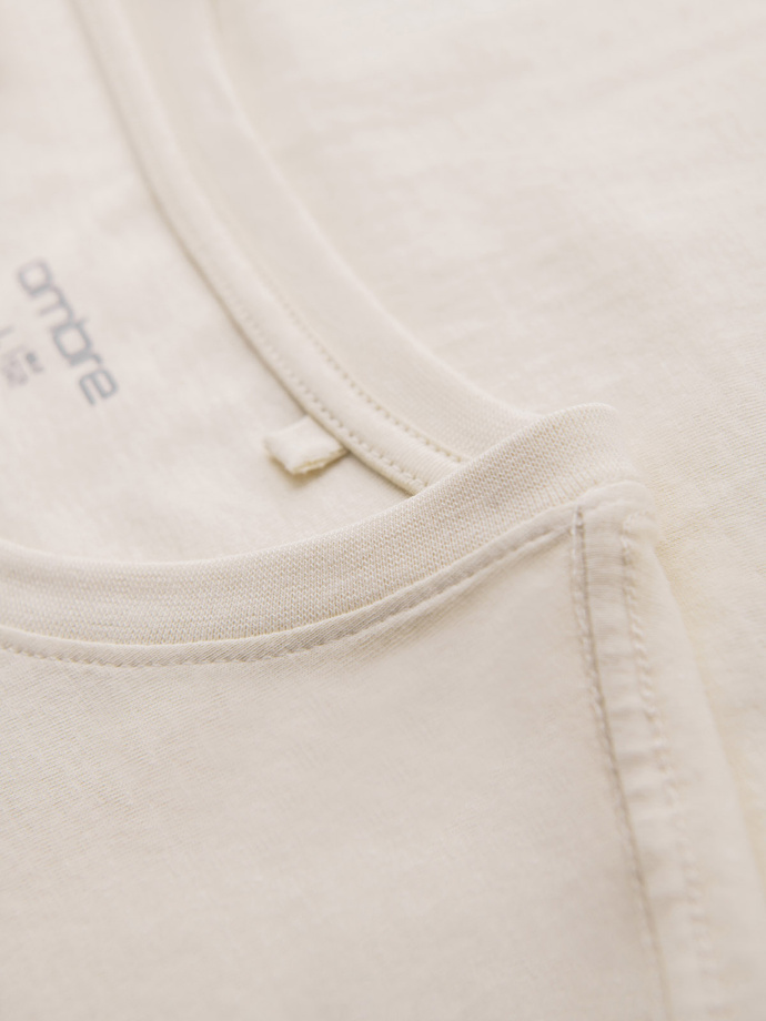 Bawełniany t-shirt męski z nadrukiem w stylu rockowym – kremowy V1 OM-TSPT-0199