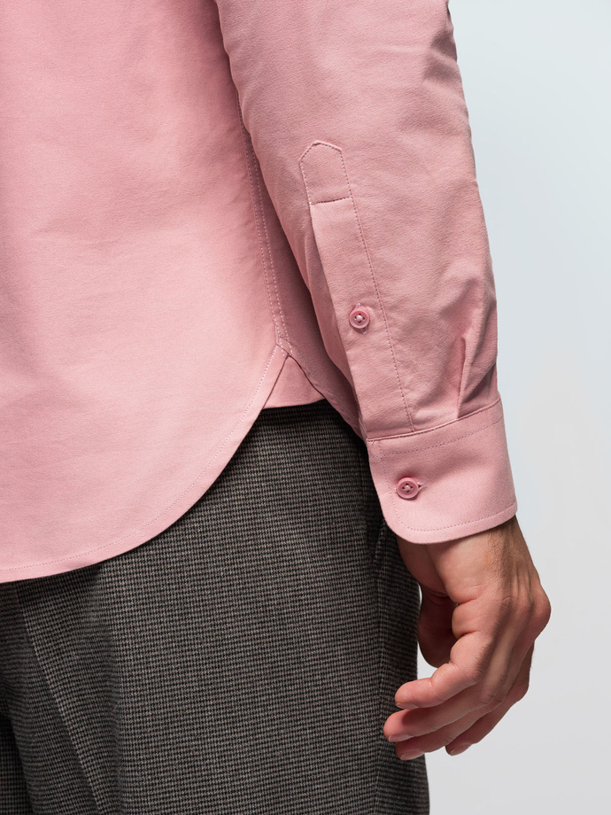 Męska koszula bawełniana REGULAR FIT z kieszenią - różowa V3 K700