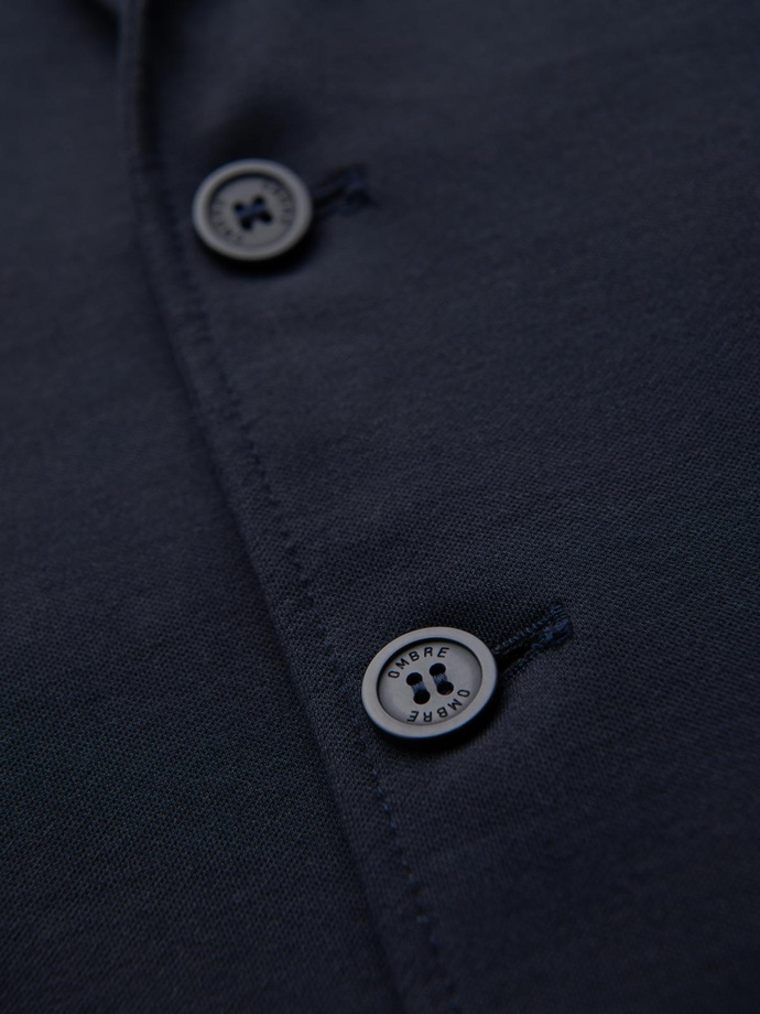 Męska marynarka SLIM z dzianiny o subtelnej strukturze – granatowa V3 OM-BLZB-0101