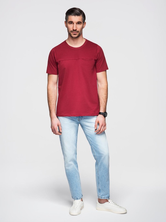 T-shirt LOOSE FIT męski z kieszonką – czerwony V3 OM-TSCT-0171