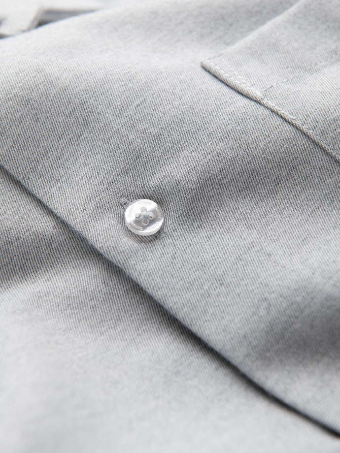 Men's shirt with pocket REGULAR FIT - light grey melange V2 OM-SHCS-0148