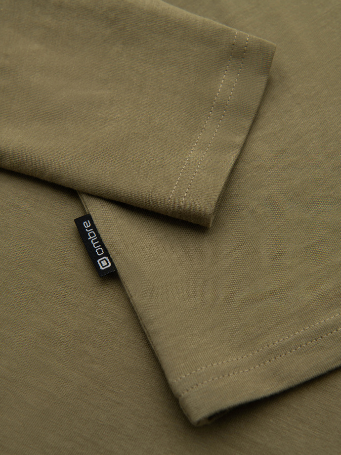 Longsleeve męski z miejskim nadrukiem – oliwkowy V1 OM-LSPT-0131