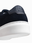 Classic men's soft suede sneaker shoes - navy blue V4 OM-FOCS-0163