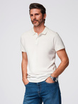 Polo shirt in cotton pique knit - ecru V7 OM-POSS-0103