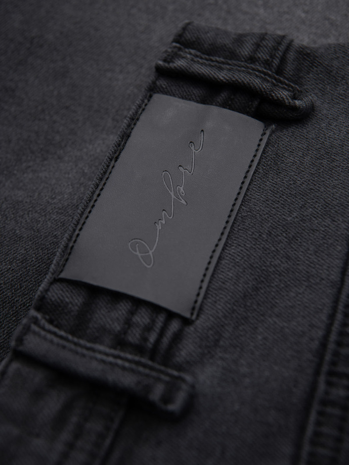 Szorty męskie denimowe o klasycznym kroju – czarne V4 OM-SRDS-0171