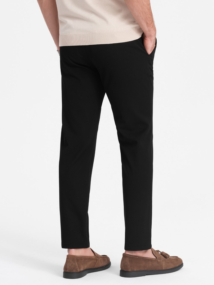 Spodnie męskie eleganckie chino SLIM FIT - czarne V4 OM-PACP-0191