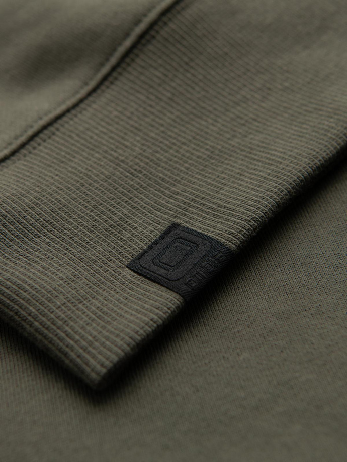 Bluza męska z kontrastowymi lampasami i raglanowym rękawem – oliwkowa V1 OM-SSNZ-0200