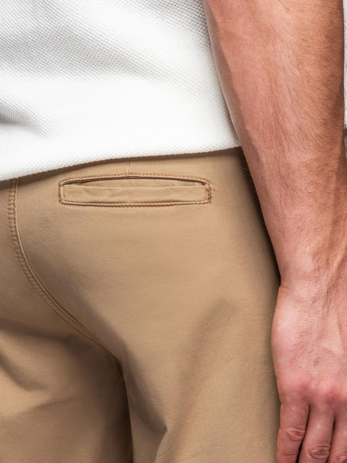 Classic men's chino shorts with rolled up leg - beige V11 OM-SRCS-0197