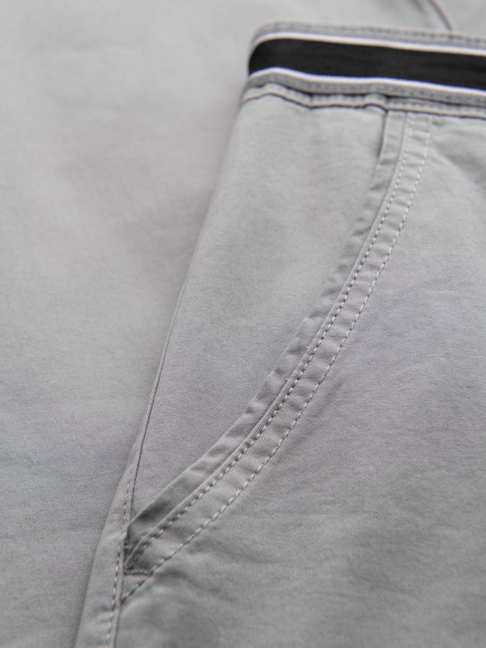 Men's chino pants with decorative waistband - gray V6 OM-PACP-0118