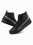 Buty męskie trampki z ozdobnym logowaniem - czarne OM-FOTH-22FW-004
