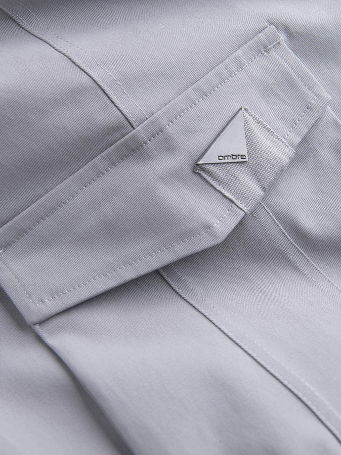 Men's STRAIGHT LEG cargo pants with triangle pocket pin - gray V3 OM-PACG-0196