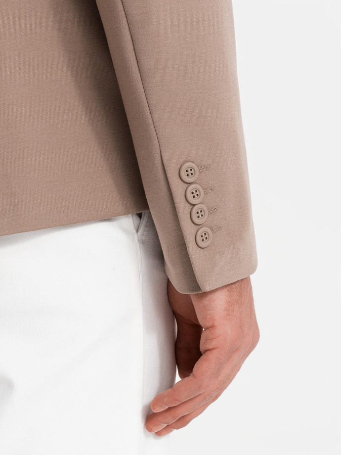 Men's jacket with patch pockets - dark beige V3 OM-BLZB-0127