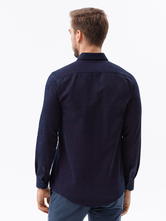 Men's shirt with long sleeves - navy/red K617
