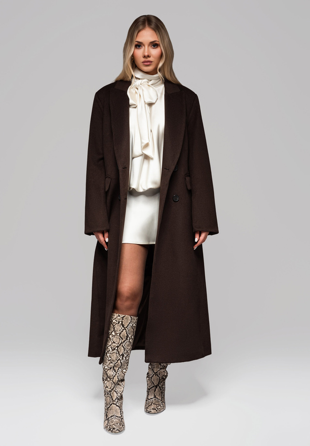 Women's long wool coat LARICA OW-COLC-0100 v2 - brown