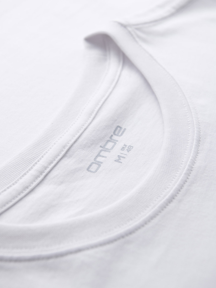 Męska koszulka dzianinowa z nadrukiem o kroju REGULAR - biała V1 OM-TSPT-0231