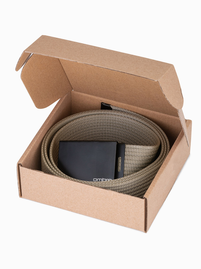 Men's belt with adjustable buckle - khaki A030