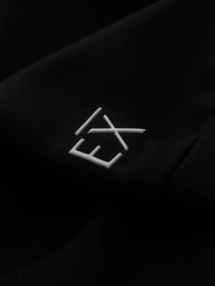 Men's sweatshirt with unbuttoned high collar and contrasting print - black V1 OM-SSZP-0211