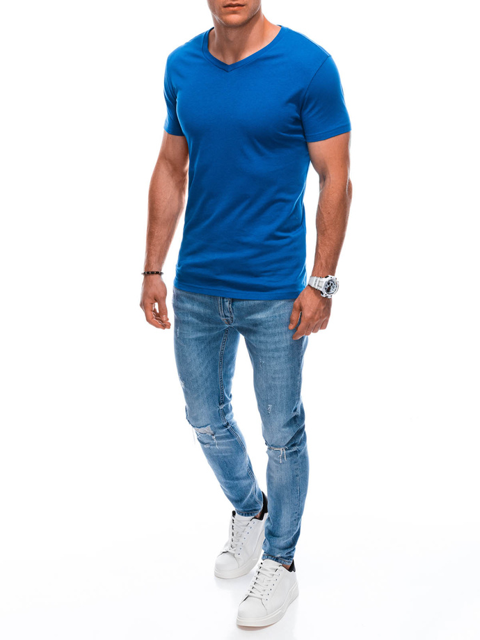 T-shirt męski basic V-neck EM-TSBS-0101 - niebieski V5