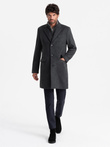Unbuttoned men's wool blend coat - graphite V2 OM-COWC-0121