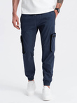 Men's JOGGER pants with zippered cargo pockets - navy blue V5 OM-PAJO-0135
