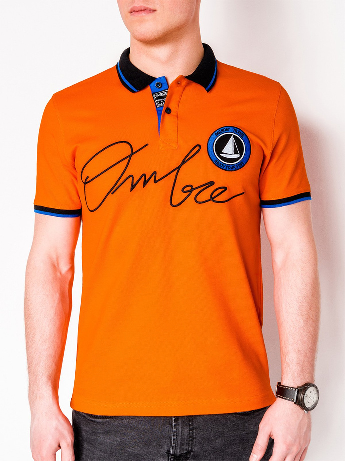 Men's printed polo shirt - orange S909