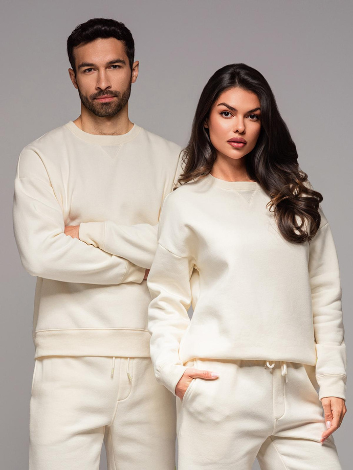 Classic unisex sweatshirt with round neckline - cream V2 OU-SNBC-0104