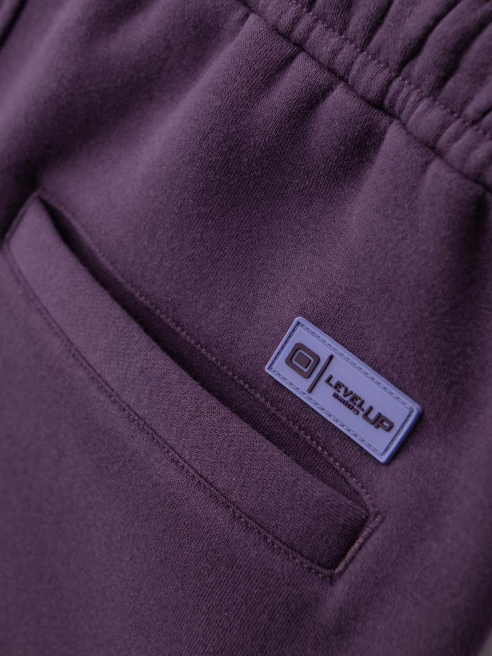 Unisex sweat shorts with drawstring waistband - purple V13 OU-SRBC-0101