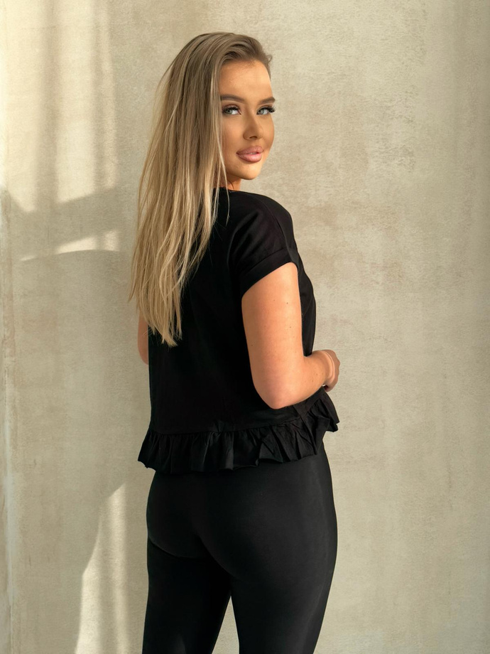 T-shirt with frill SLR096- black