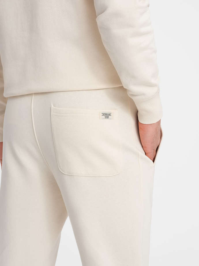 Men's tracksuit set kangaroo sweatshirt + pants - cream V11 Z80