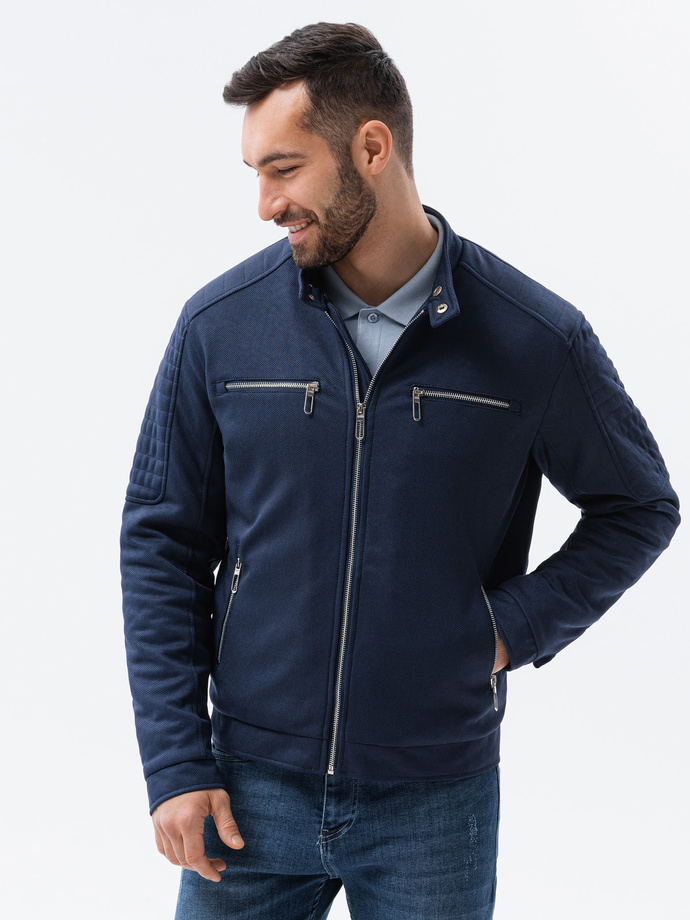 Men's mid-season quilted jacket - navy C461	