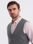 Fitted elegant men's structured knit vest - graphite V3 OM-BLZV-0147