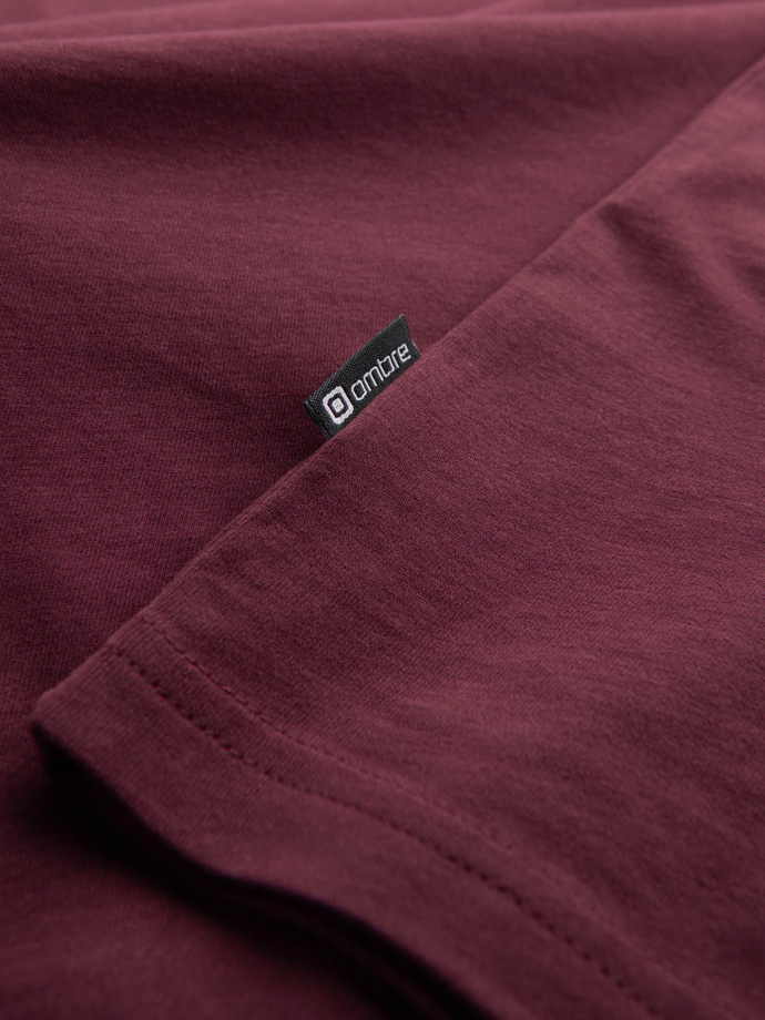 Męski t-shirt bawełniany z nadrukiem na kieszonce Ombre Streetstyle – bordowy V3 OM-TSCT-0108