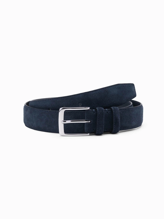 Men's monochromatic natural suede belt - navy blue V3 OU-ACBE-0113