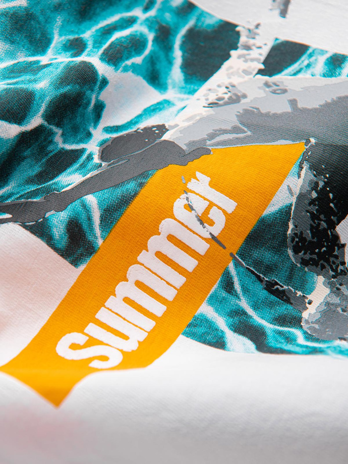 Summer Vibe printed men's cotton tank top - white V2 OM-TSTT-0191