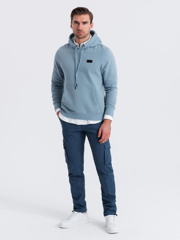 Men's cargo pants STRAIGHT LEG with triangle pins on pocket - dark blue V4 OM-PACG-0196