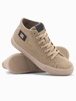 Men's canvas high top sneakers shoes - light brown V3 OM-FOTH-0186