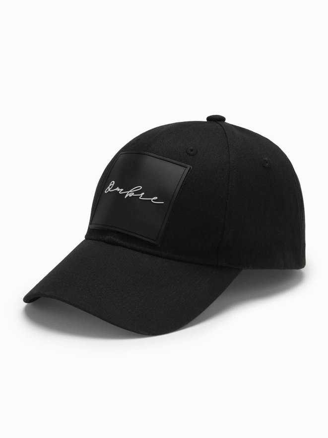 Men's baseball cap with visor and large patch - black V1 OM-ACCS-0101