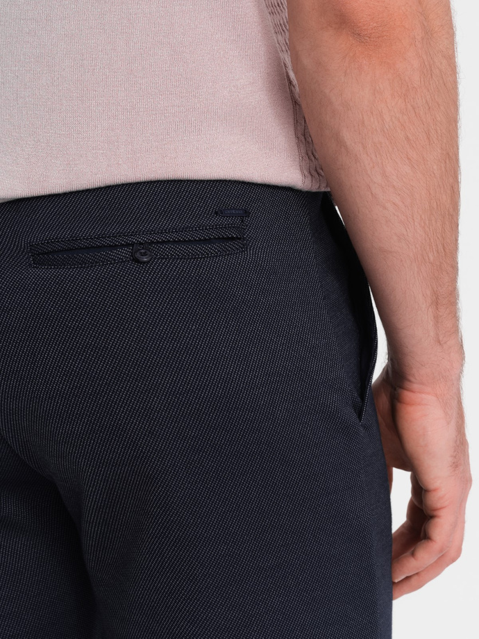 Męskie szorty ze strukturalnej dzianiny z kieszeniami chino - granatowe V1 OM-SRCS-0128