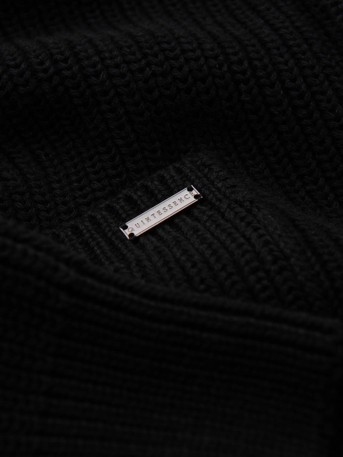 Men's cotton cardigan sweater with shawl collar - black V4 OM-SWCD-0153