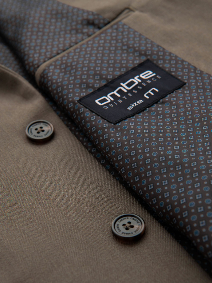 Męska elegancka marynarka SLIM FIT z rayonem – oliwkowa V5 OM-BLZB-0135