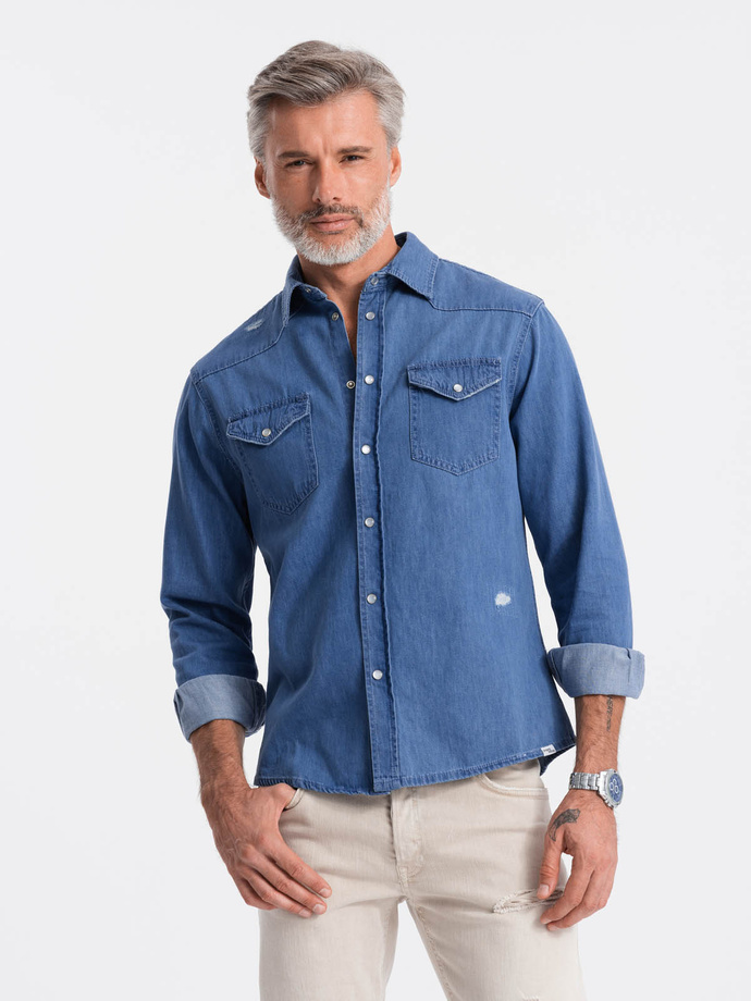 Men's shirt with long sleeves  - blue K567