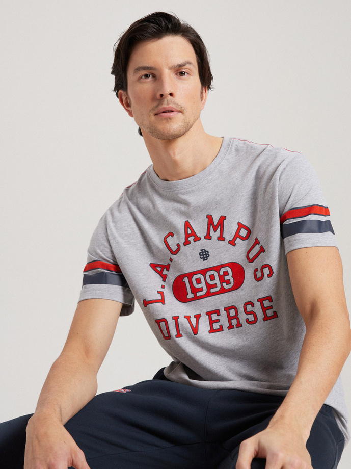 Men's printed T-shirt LA CAMPUS 01 S1814 - grey melange