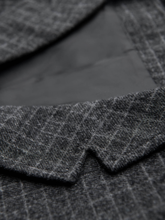 Elegant men's checkered vest with lapels - black V3 OM-BLZV-0110