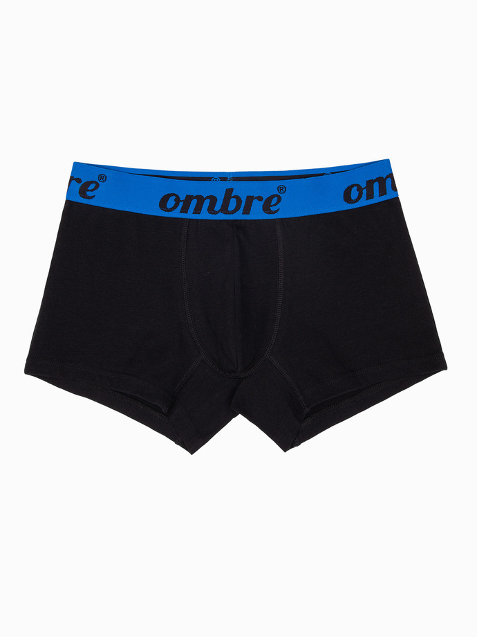 Men's cotton boxer shorts with contrasting elastic - 7-pack black V1 OM-UNBO-0100