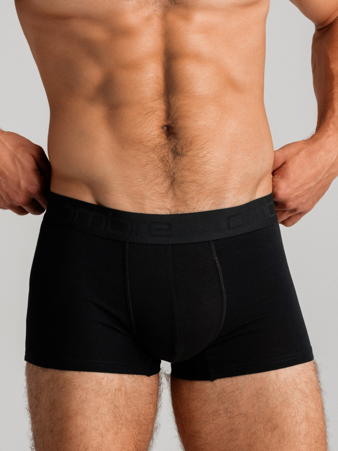 Men's cotton boxer shorts with logo - 3-pack black V1 OM-UNBO-0105