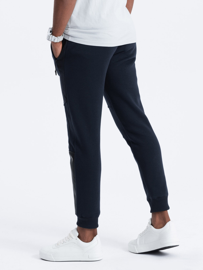 Men's sweatpants with stitching - navy blue V4 OM-PASK-0137