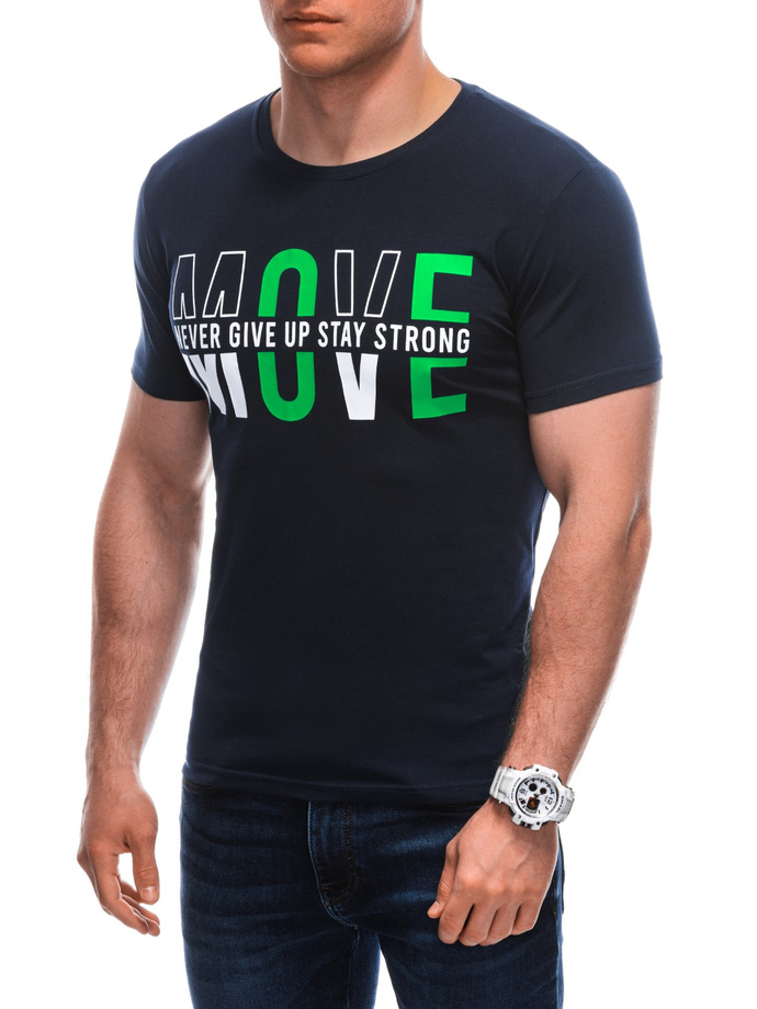 T-shirt męski z nadrukiem S1934 - granatowy