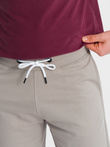 Men's sweat shorts with rounded leg - dark beige V3 OM-SRSK-0105