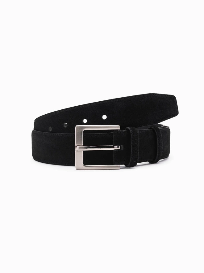 One-color men's natural suede belt - black V1 OU-ACBE-0112